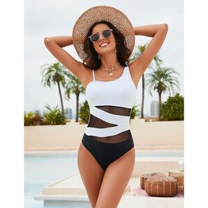 Blooming Jelly Sexy One Shoulder Slimming Mesh Swimwear in Size S